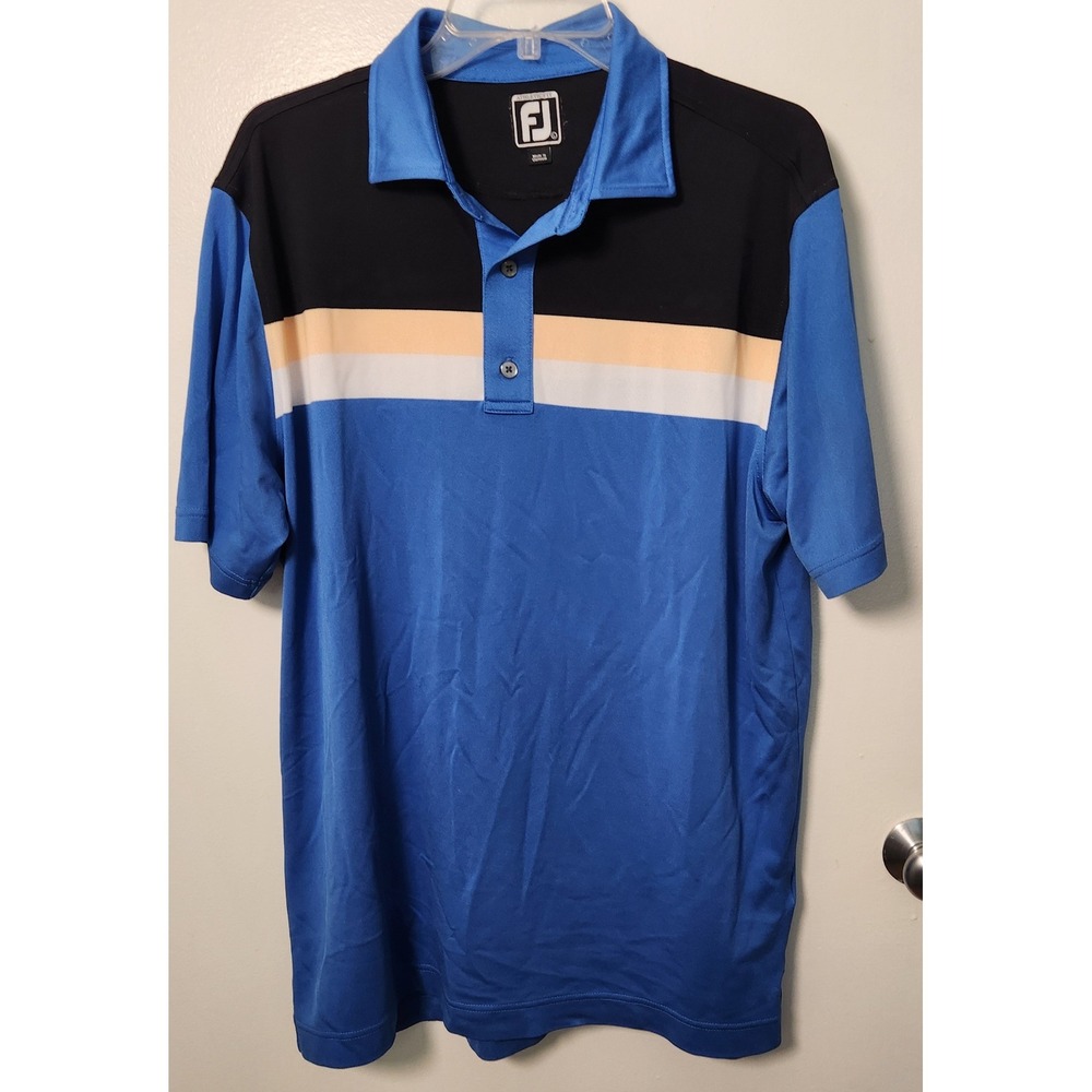 Footjoy FJ Mens Short Sleeve Athletic Fit Performance Polo Large Blue Colorblock